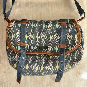 Vintage Y2K Roxy canvas crossbody messenger bag geometric print